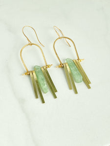 Brass Kyanite Tassel Earrings