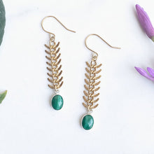Load image into Gallery viewer, Malachite Fish Chain Earrings
