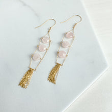 Load image into Gallery viewer, Rose Quartz Chandelier Earrings
