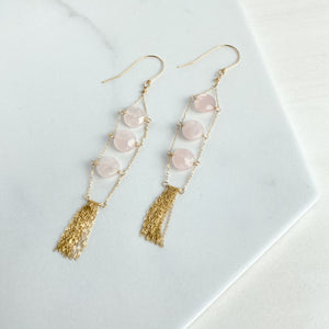 Rose Quartz Chandelier Earrings