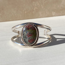 Load image into Gallery viewer, Silver Plume Agate Cuff Bracelet
