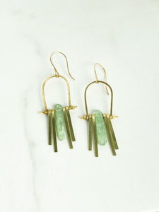 Brass Kyanite Tassel Earrings