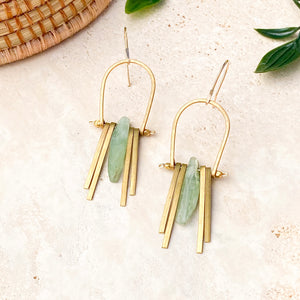 Brass Kyanite Tassel Earrings