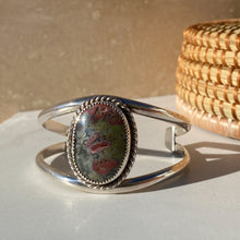 Load image into Gallery viewer, Silver Plume Agate Cuff Bracelet
