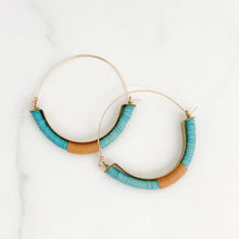 Load image into Gallery viewer, Turquoise Peach Brass Hoops
