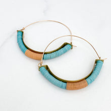 Load image into Gallery viewer, Turquoise Peach Brass Hoops
