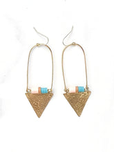 Load image into Gallery viewer, Colorful brass triangle earrings
