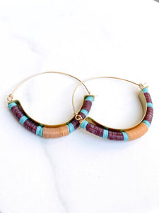 Turquoise Purple Brass Hoops