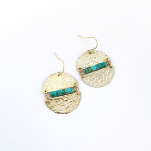 Turquoise Brass Sphere Earrings