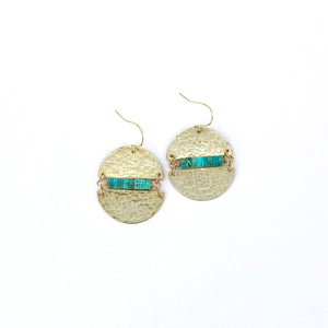 Turquoise Brass Sphere Earrings