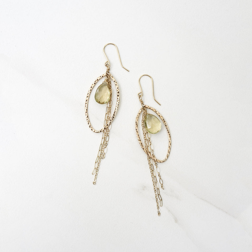 Gold Citrine Chandelier Earrings