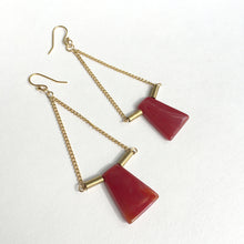 Load image into Gallery viewer, Red Carnelian Brass Earrings
