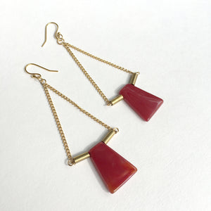 Red Carnelian Brass Earrings