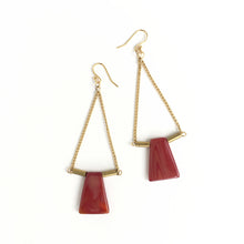 Load image into Gallery viewer, Red Carnelian Brass Earrings
